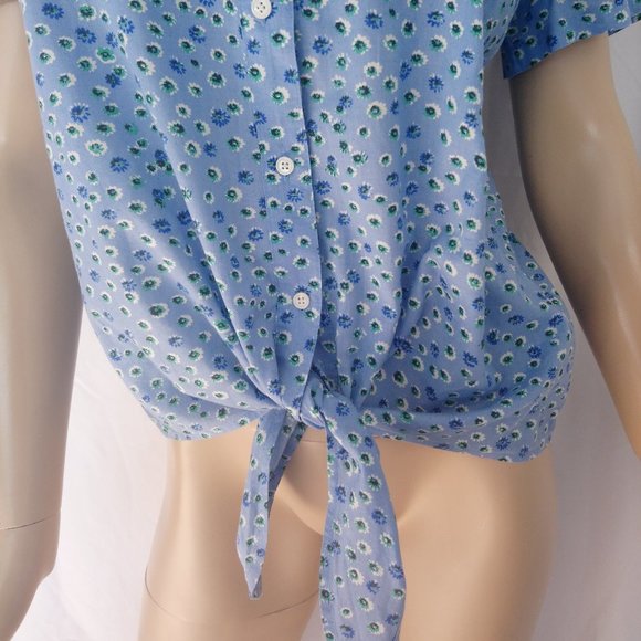 J. CREW Tie Closure Button Down Shirt Sz M Cute! - Picture 7 of 9